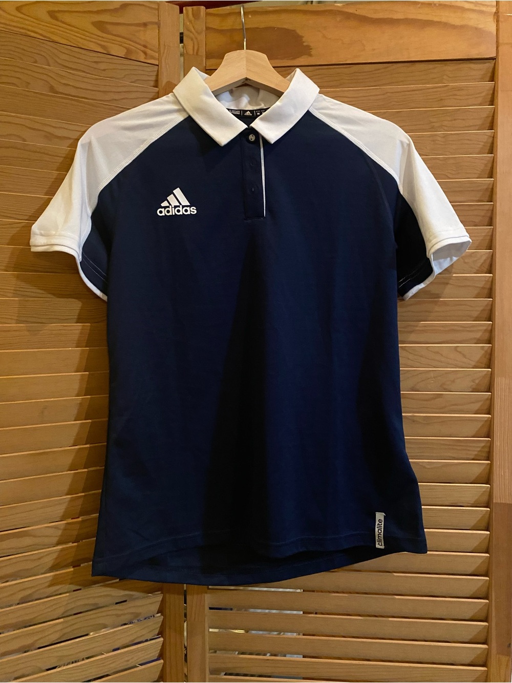 adidas Navy and White Athletic Polo